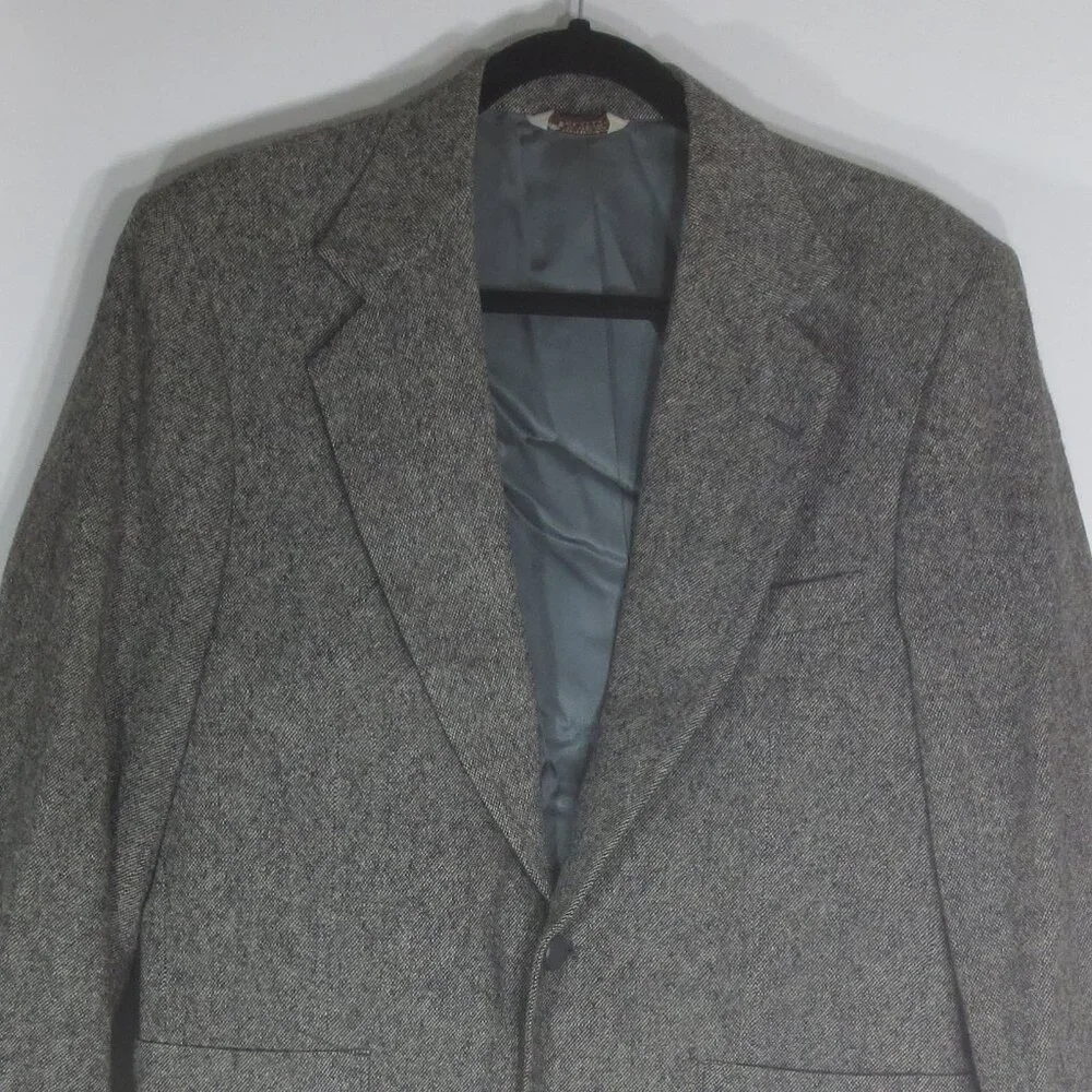 NEW C&R Clothiers Jacket Vintage Brown Gray Wool Tweed Lined Blazer Size 44R